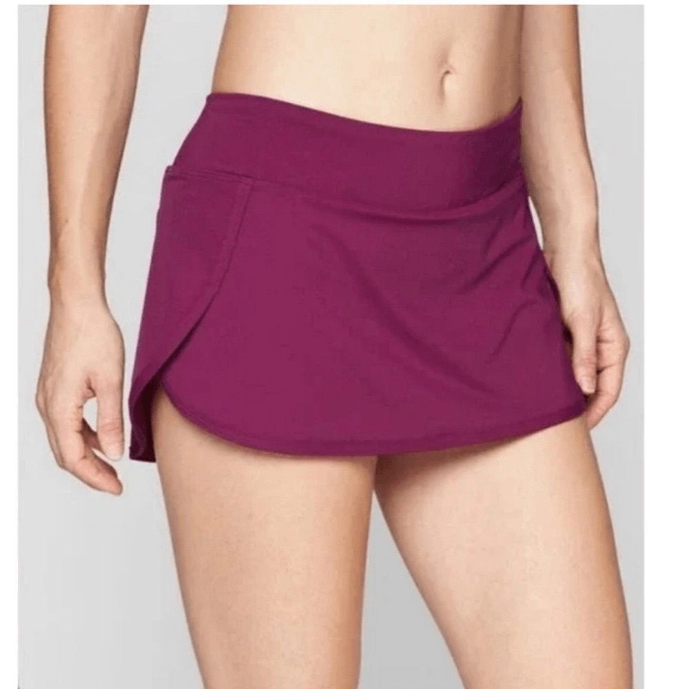 Athleta Womens Fushcia Purple Kata Swim Back Pocket Built In Liner Skirt L